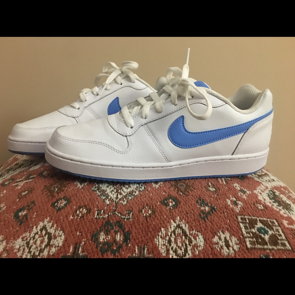 Nike blue and white sneakers.